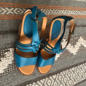 Teal Kork-Ease wedges size 8
